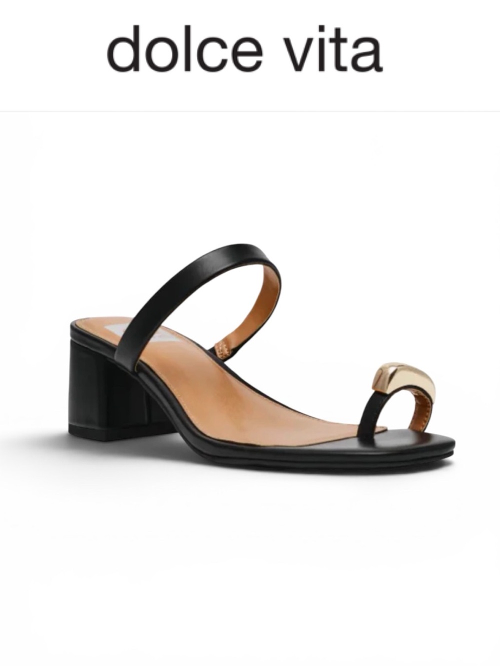 DOLCE VITA LEGEND BLACK TOE RING BLOCK HEEL SANDALS NWT SIZE 7.5 MINIMALIST CHIC
